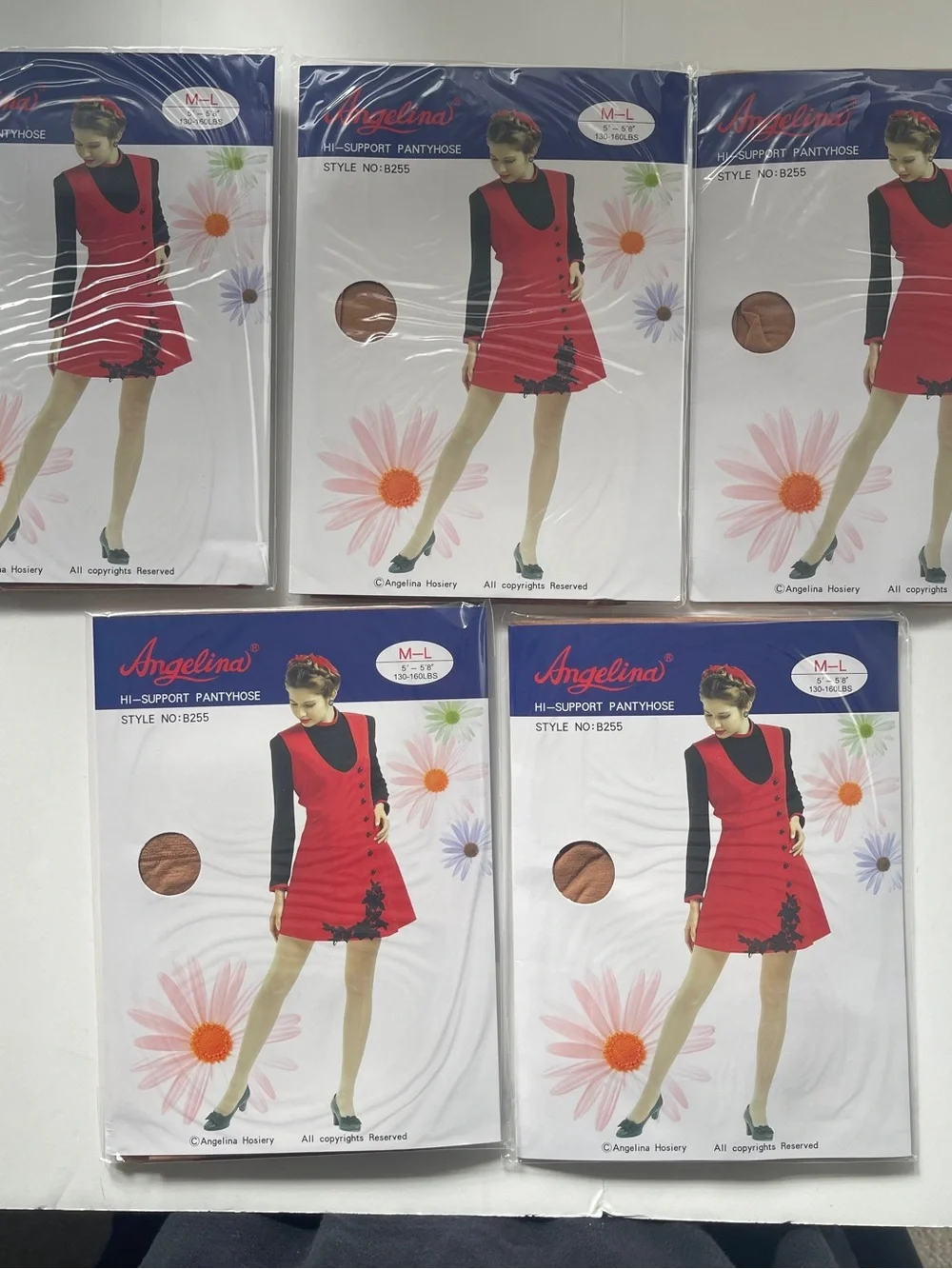 Angelina Hi-Support Pantyhose - Nude, M-L, (5 pack)